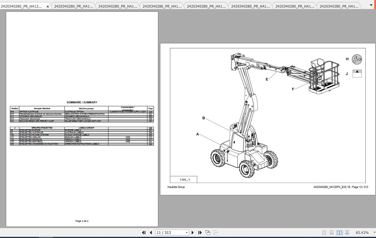 Haulotte Articulated Boom Lift HA120PX Parts Manual_2420340280