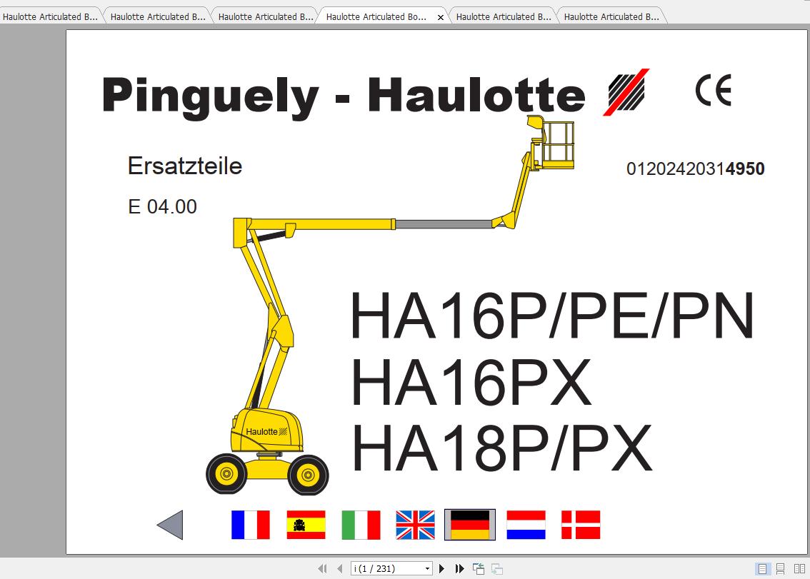 Haulotte Articulated Boom Lift HA1526 Spare Parts