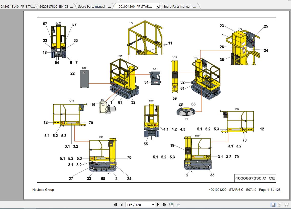 Haulotte Articulated Boom Lift Star Parts Catalogue