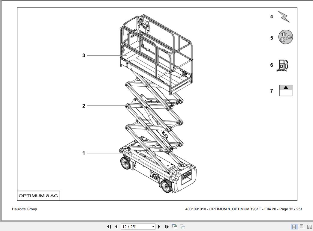 Haulotte Scissor Lift Optimum 8, 1931E Spare Parts_4001091310