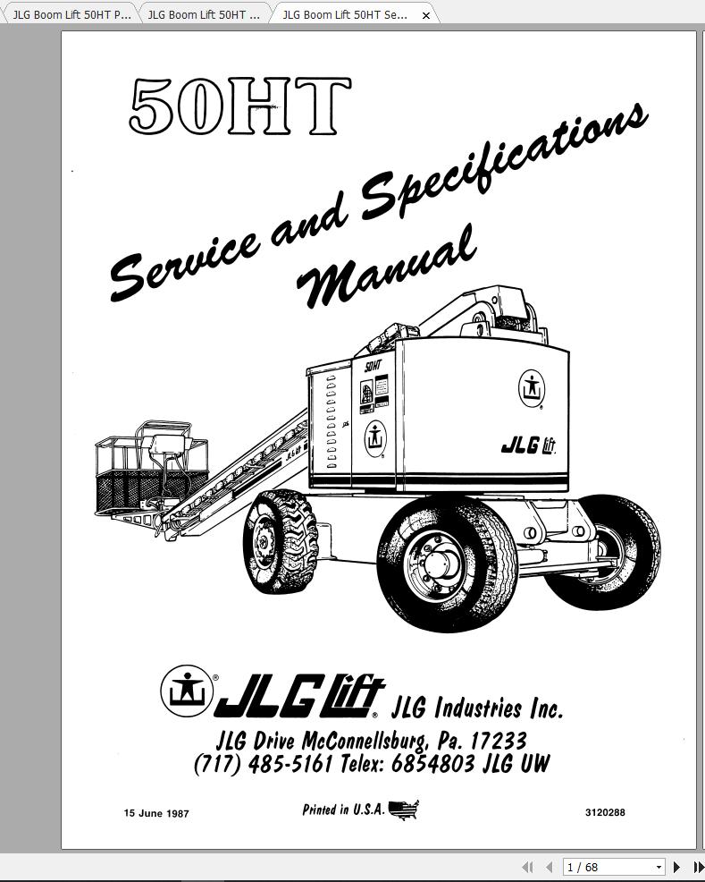 JLG Boom Lift 50HT Operation, Service & Parts Manuals