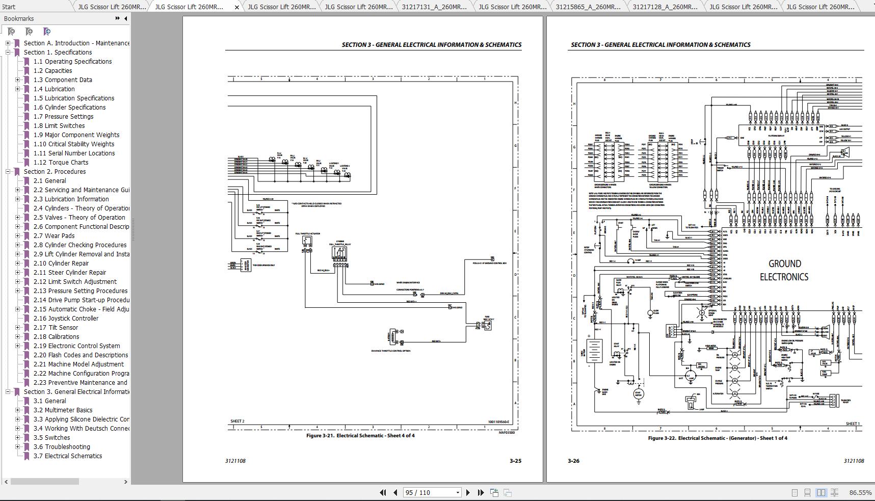 JLG Scissor Lift 260MRT Operation, Service & Parts Manuals