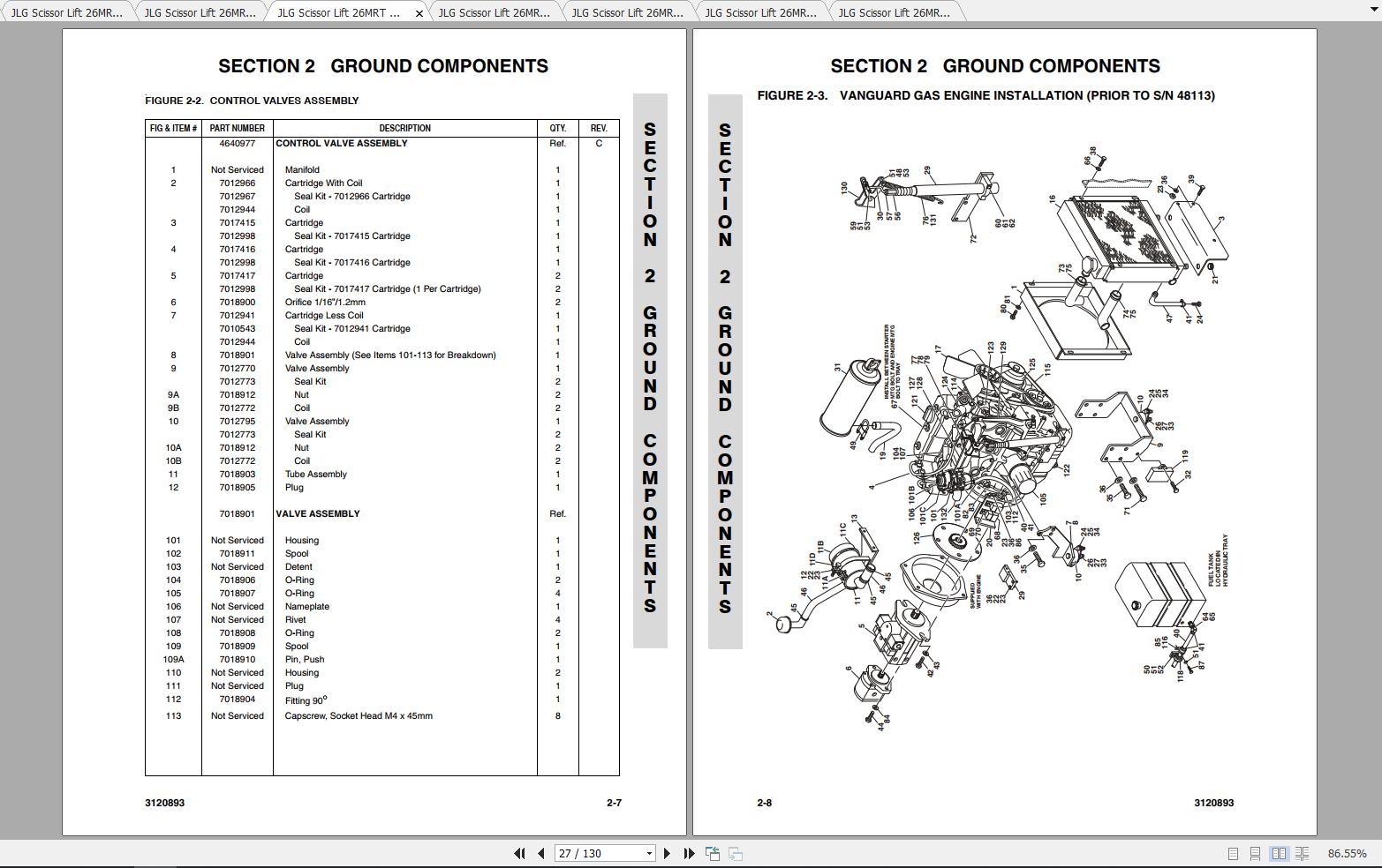 JLG Scissor Lift 26MRT Operation, Service & Parts Manuals