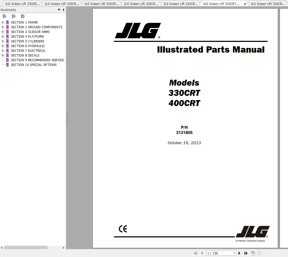 JLG Scissor Lift 330CRT 400CRT Operation, Service & Parts Manuals