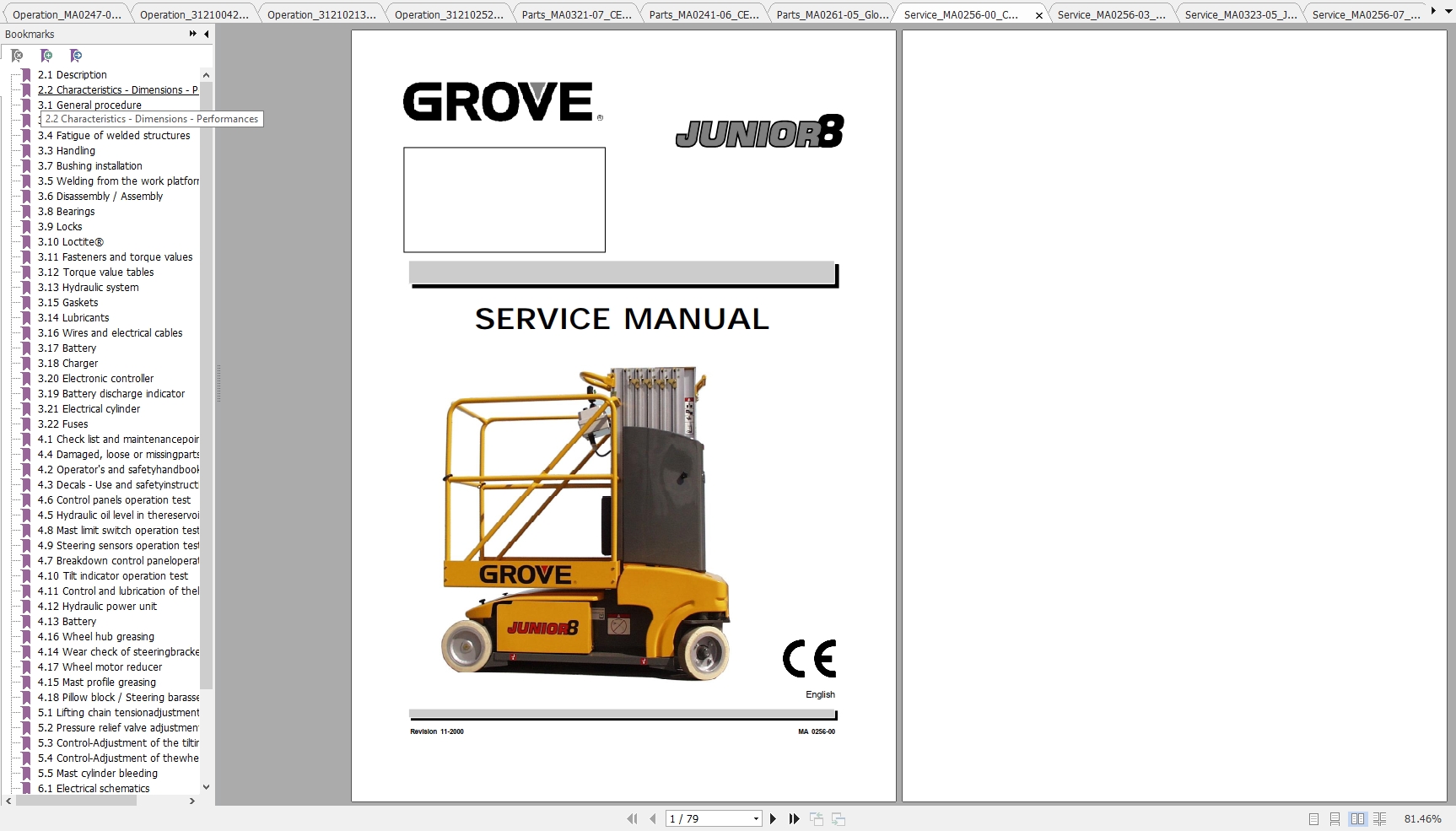 JLG TOUCAN DUO_JUNIOR6_JUNIOR8 Operators Service & Parts Manuals