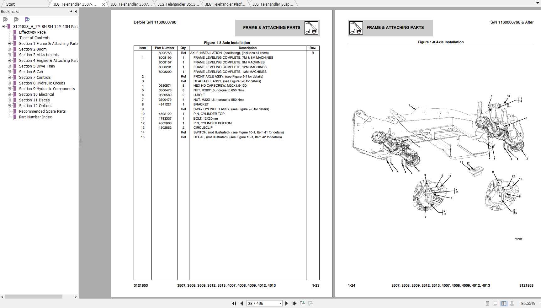 JLG Telehandler 35074013 Operation, Service & Parts Manuals