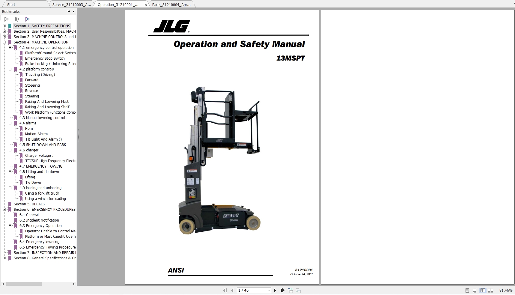 JLG Toucan Duo 13MSPT Operators Service & Parts Manuals