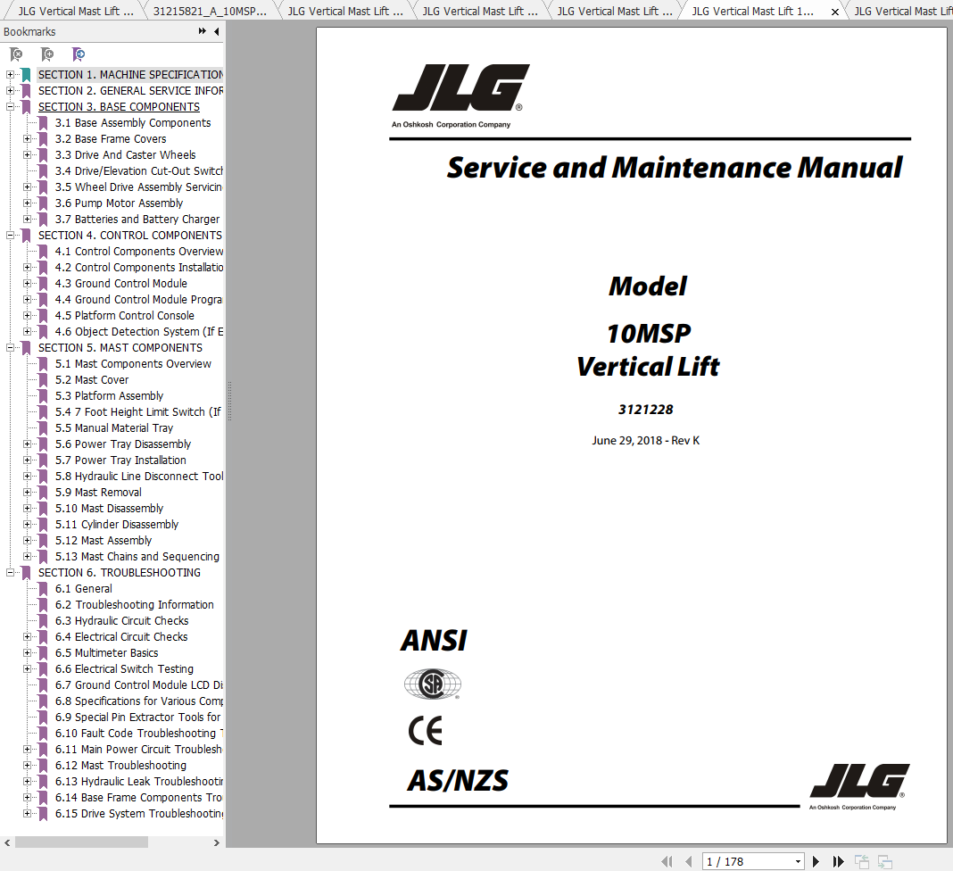 JLG Lift 1930ES 2030ES 2630ES 2646ES 3246ES Operation and Safety Manual PDF