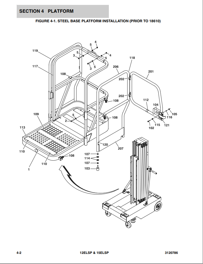 JLG Vertical Mast Lift 12ELSP 15ELSP Parts Manual_3120786