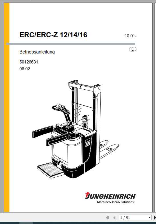 Jungheinrich Forklift ERC Z 12 14 16 Operating Instructions_50126631_DE