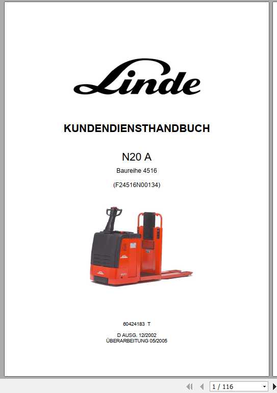 Linde Electric Pallet Truck N20A Series 4516 Service Training Manual_DE