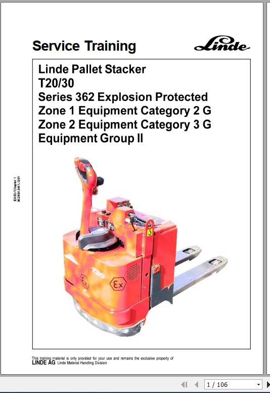Linde Pallet Stacker T20,30 Series 362 Service Training Manual