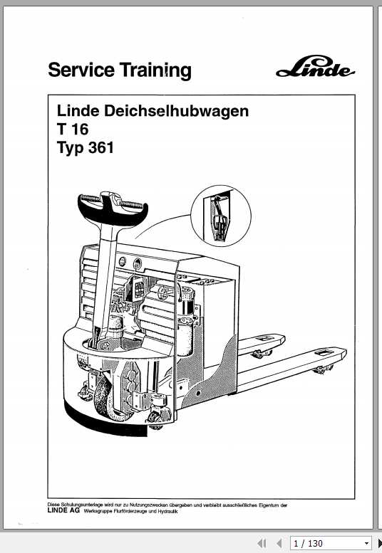 Linde Pallet Truck T16 Typ 361 Service Training Manual_DE