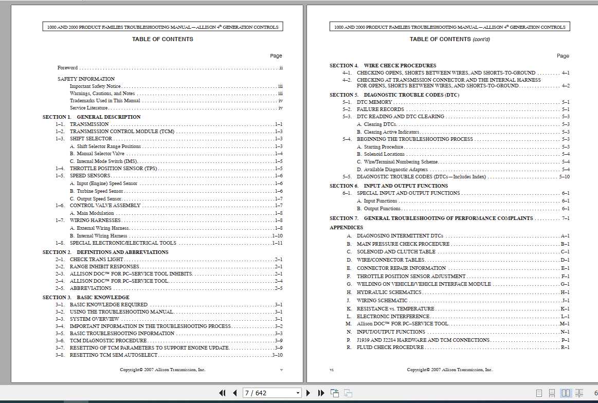 Allison Transmission 1000 2000 Product Families 4th Troubleshooting