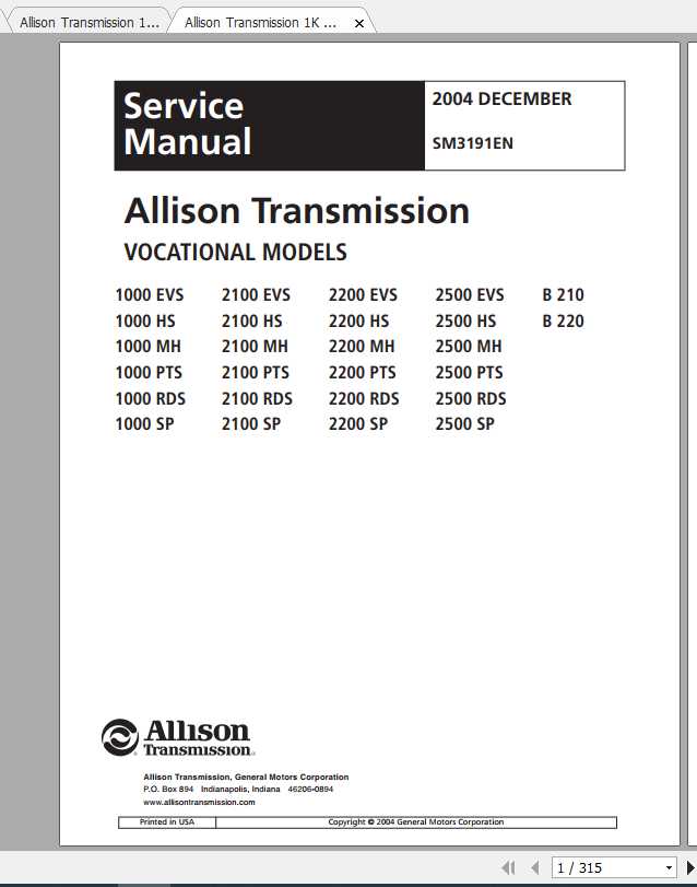 Allison Transmission 1K 2K Service Manual - Homepage - The Biggest