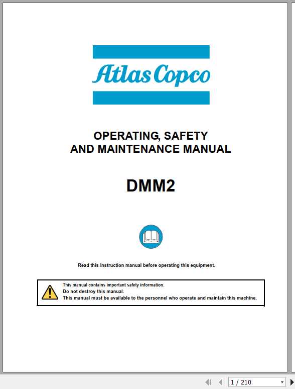 Atlas Copco Drill Rig DMM2 Operating, Safety & Maintenance Manual