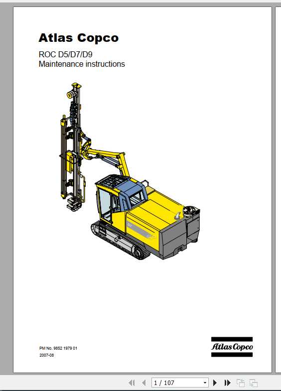 Atlas Copco Drill Rig ROC D5 D7 D9 Maintenance Instructions