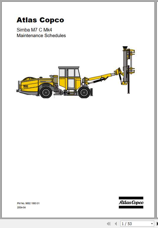 Atlas Copco Drill Rig Simba M7 C Mk4 Maintenance Schedules