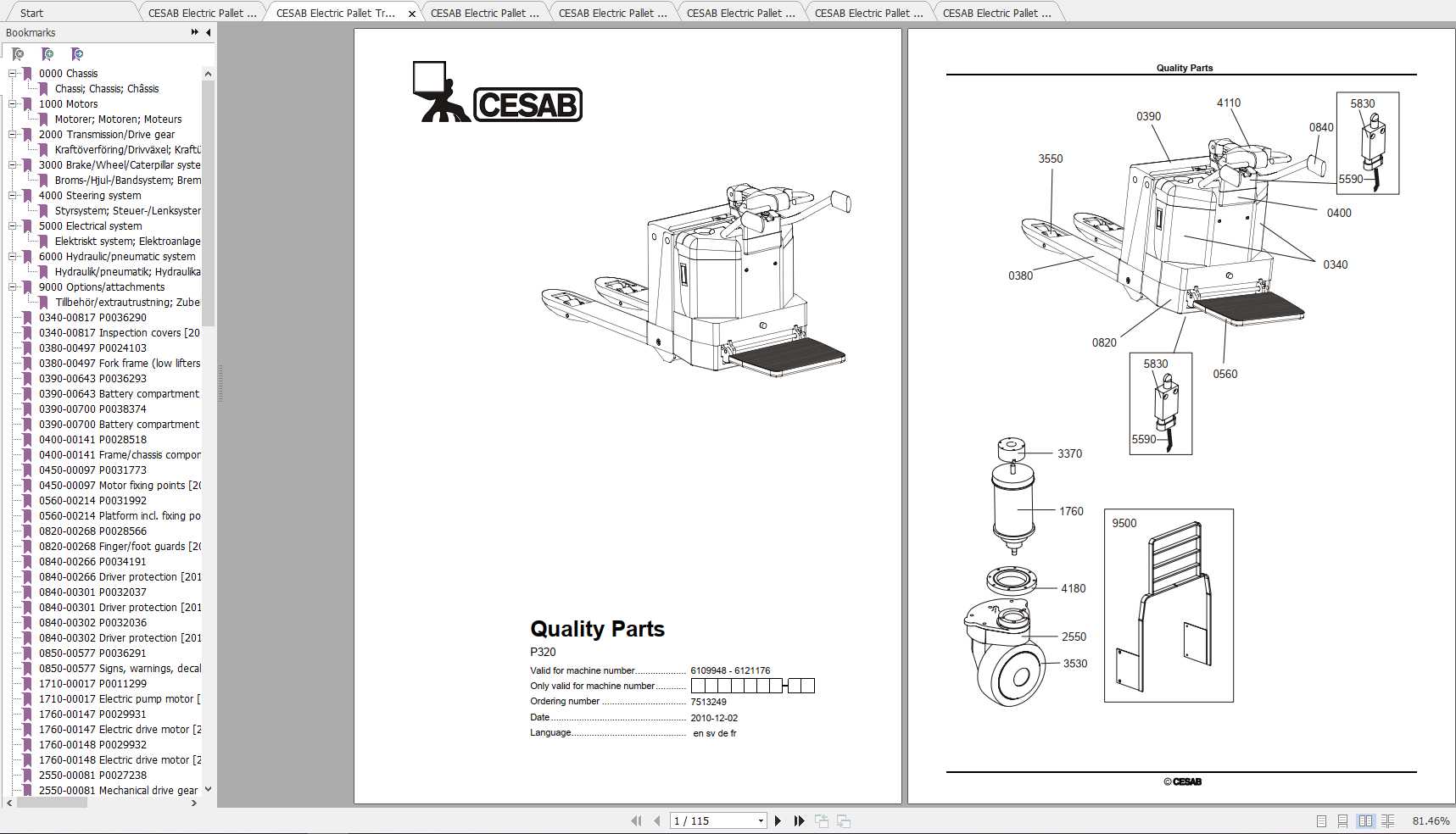CESAB Electric Pallet Trucks P320 Quality Parts