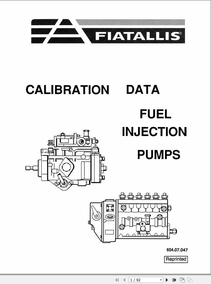 Fiat Allis Fuel Injection Pumps Calibration Data_60407047