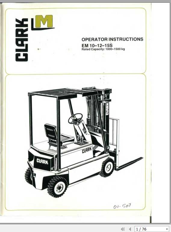 Clark Forklift EM 101215S OI507 Operator's Manual