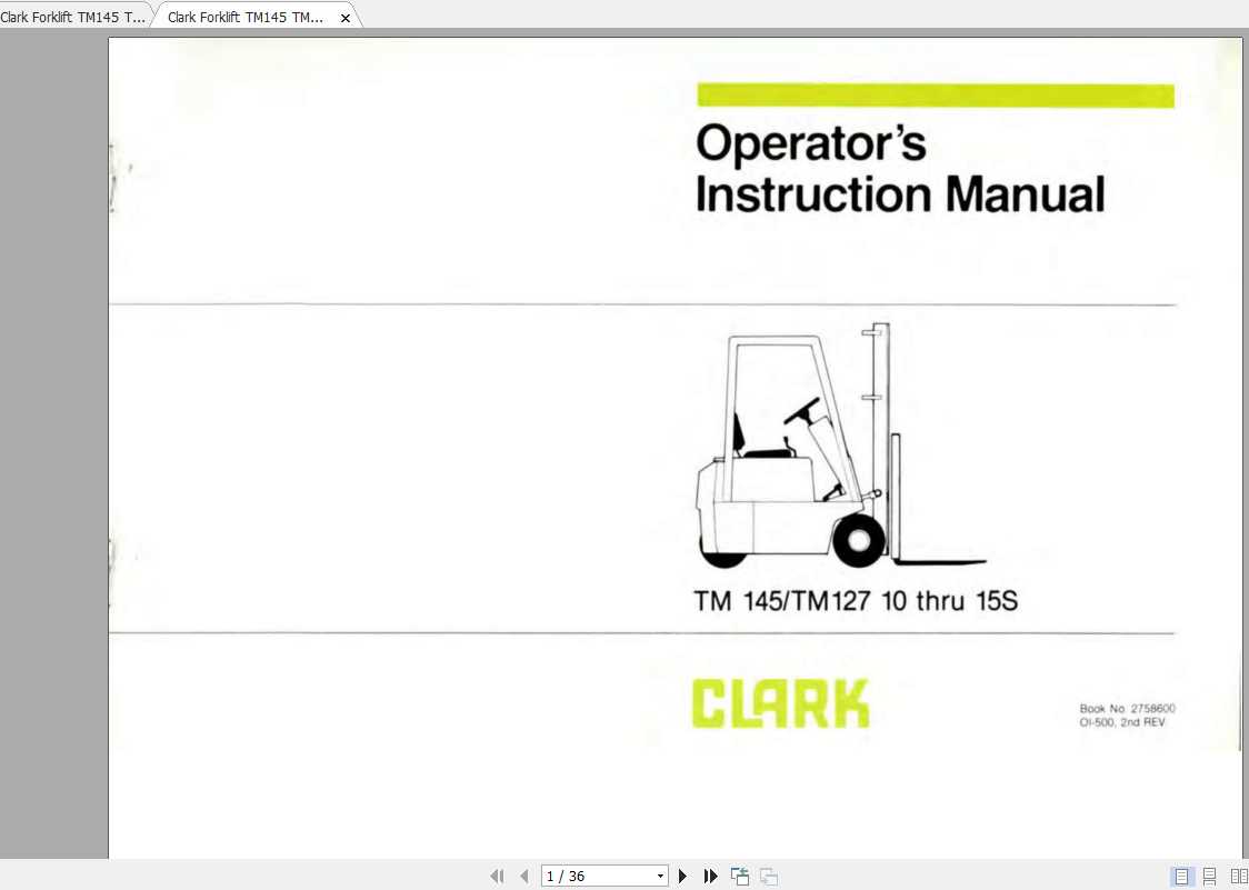 Clark Forklift S20 S40 SP20 SP30 ST2040B OI321 Operator's Manual