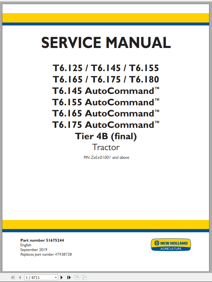 New Holland Tractor T6.125 T6.175 Service Manual_51675244