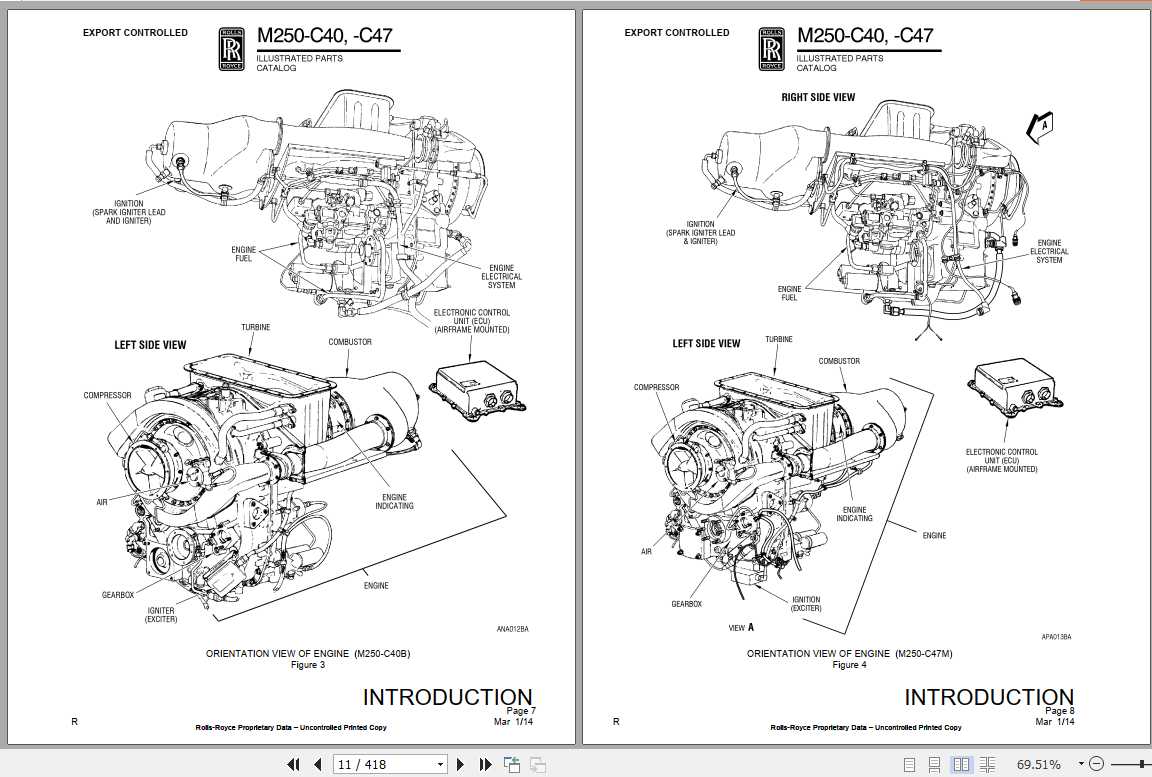RollsRoyce Diesel Engine M250C40 M250C47 Part Catalog