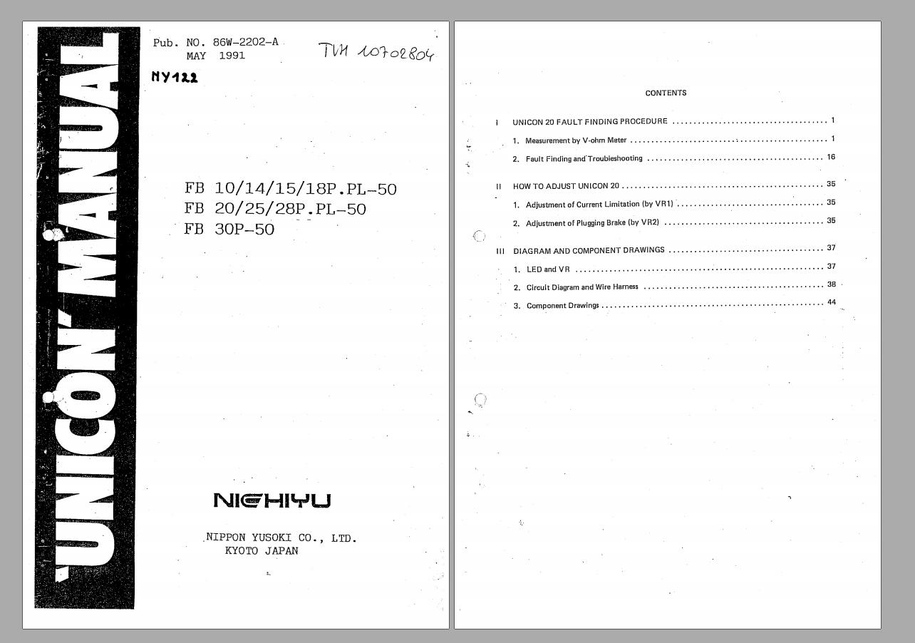 Nichiyu Forklift PDF FB,FBR,HT,PLD,RB,RFT,SBW Spare Part Catalogue