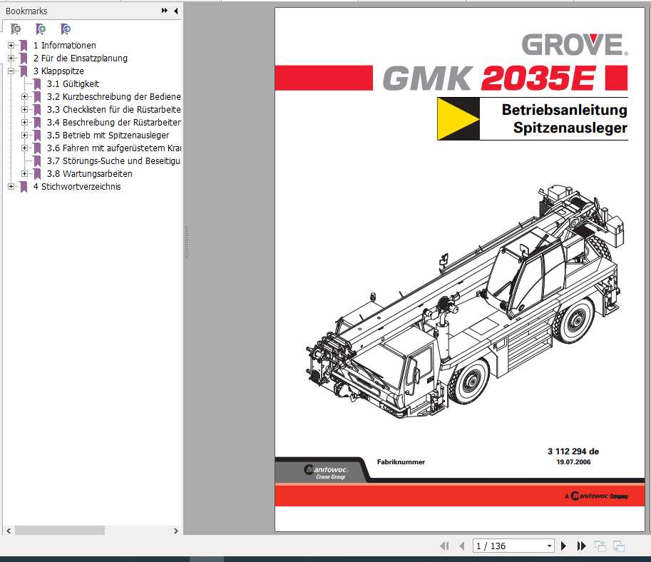 Manitowoc Grove Crane GMK 4100L 3202011AR Spare Parts Catalog