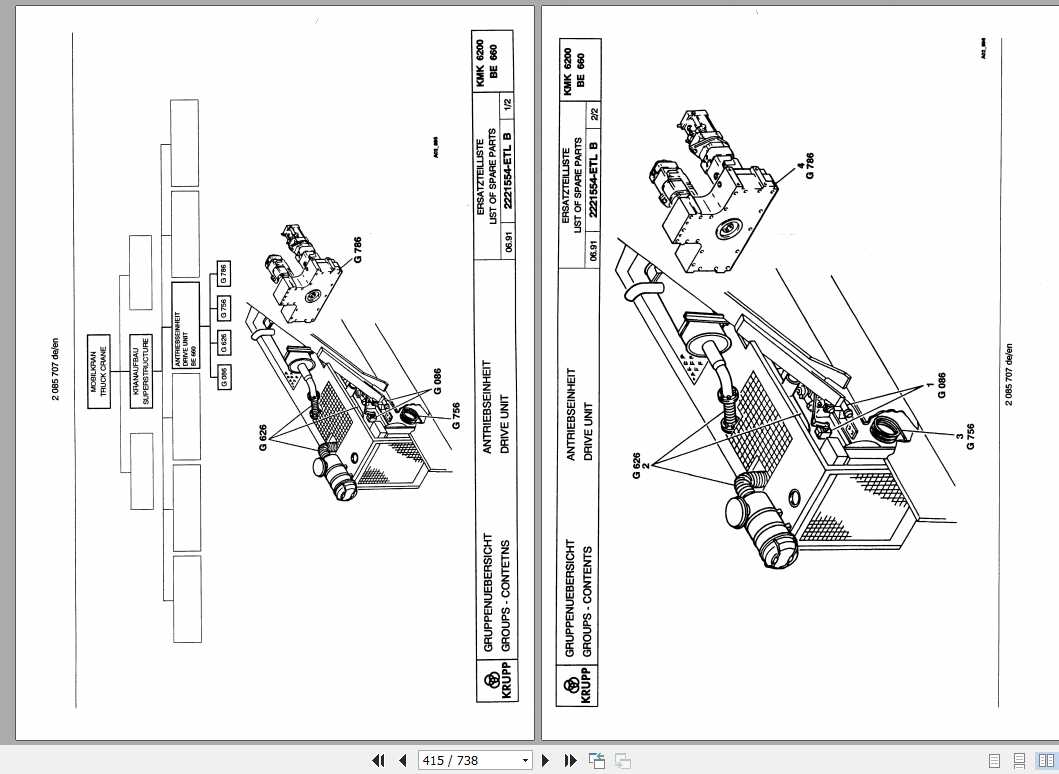 Manitowoc Grove Cranes KMK 6200 List of Spare Parts_DE