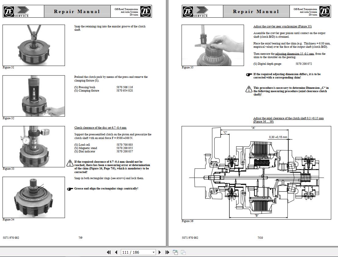 ZF Tractor Transmission T7336 PS Repair Manual