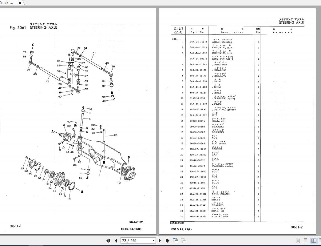 Komatsu Forklift Truck FG10,14,1511 Parts Book