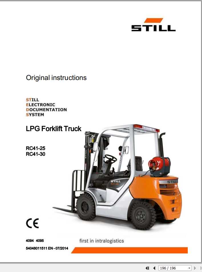 Still LPG Forklift RC4125 RC4130 4094 4095 User Manual