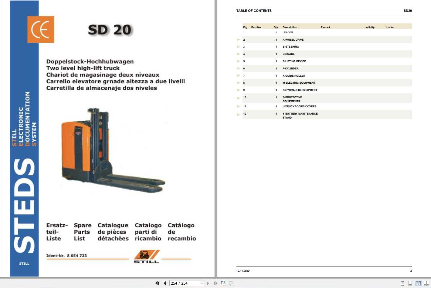 Still Two Level HighLift Truck SD20 Spare Parts List_8054723