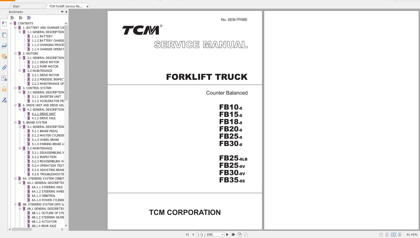 TCM Forklift Service & Part Manual 2.1GB PDF DVD - Homepage - The