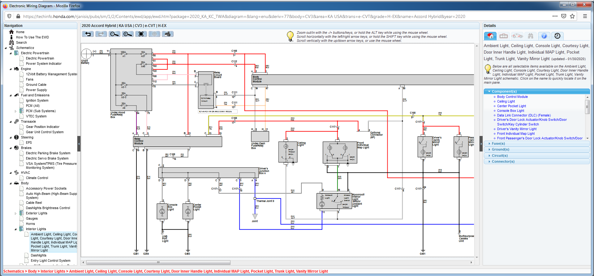 Honda Accord Hybrid 2020 Wiring Diagrams