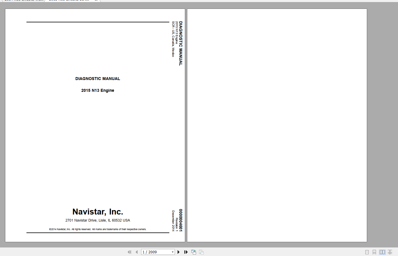 Navistar Engine N13 (2014-2015) Wiring Diagram, Service Manual