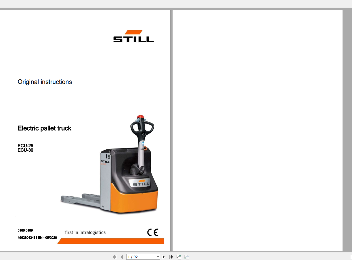 Still Sted Electric Pallet Truck ECU 25 30 Operating Instruction