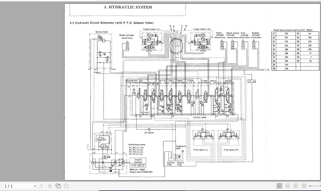 Yanmar B50 Mini Excavator Hydraulic Diagrams