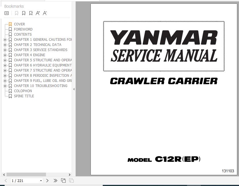 Yanmar C12(EP) Crawler Carrier Service Manuals