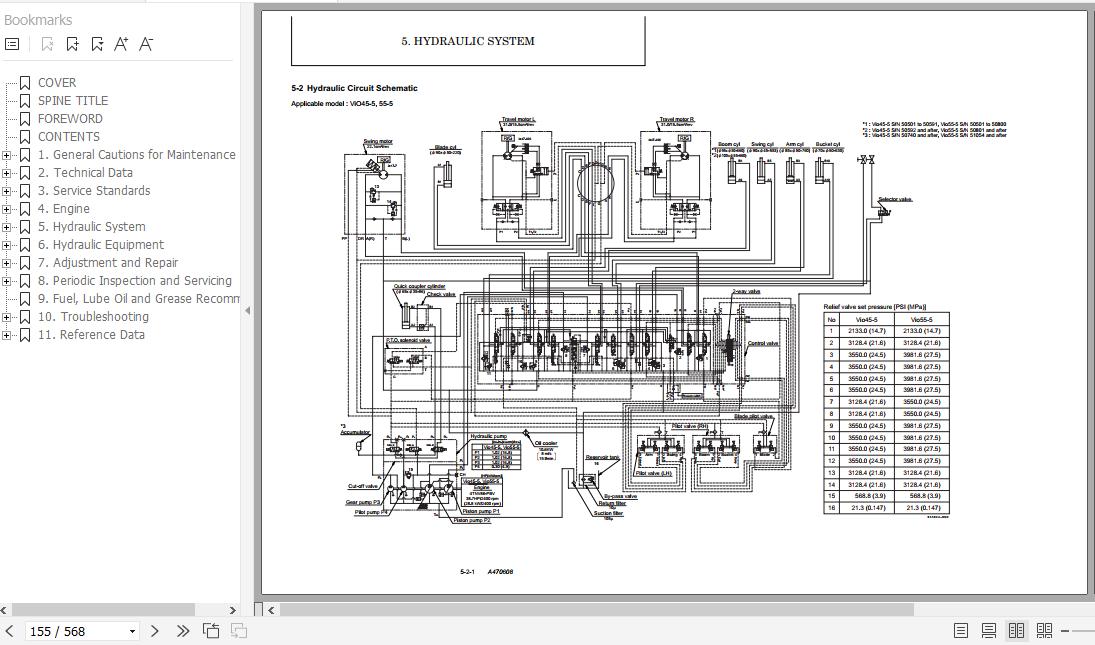 Yanmar VIO455 VIO555 Crawler Excavators Service Manuals
