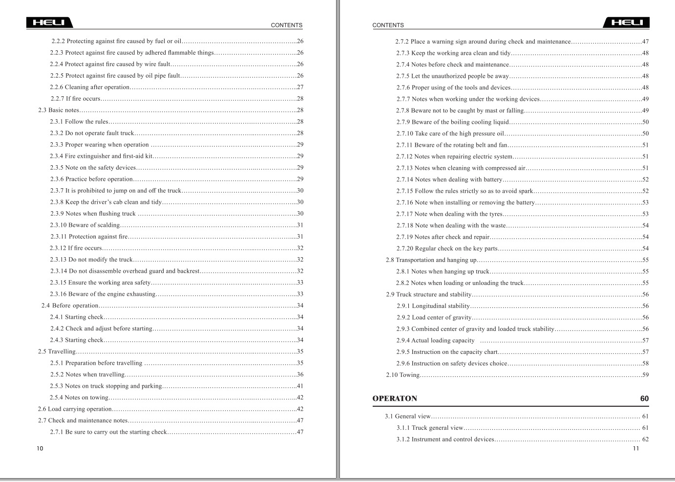 Heli Forklift H3C Series 45t CPYD4050C Operation & Maintenance Manual