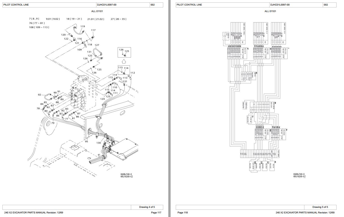 LinkBelt 240 X2 Excavator Schematics, Operator's, Parts & Service Manual