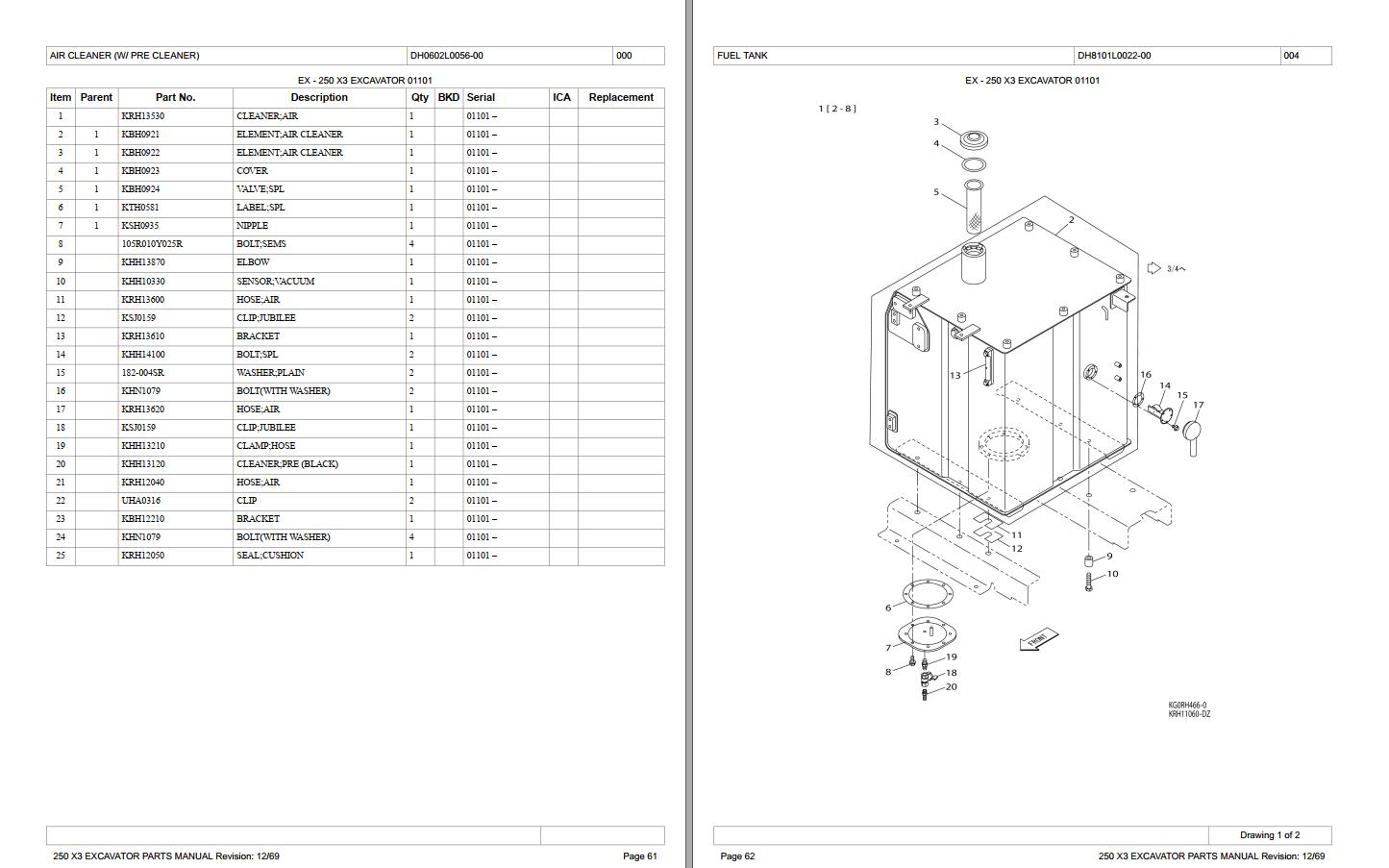 LinkBelt 250 X3 Excavator Schematics, Operator's & Service Manual