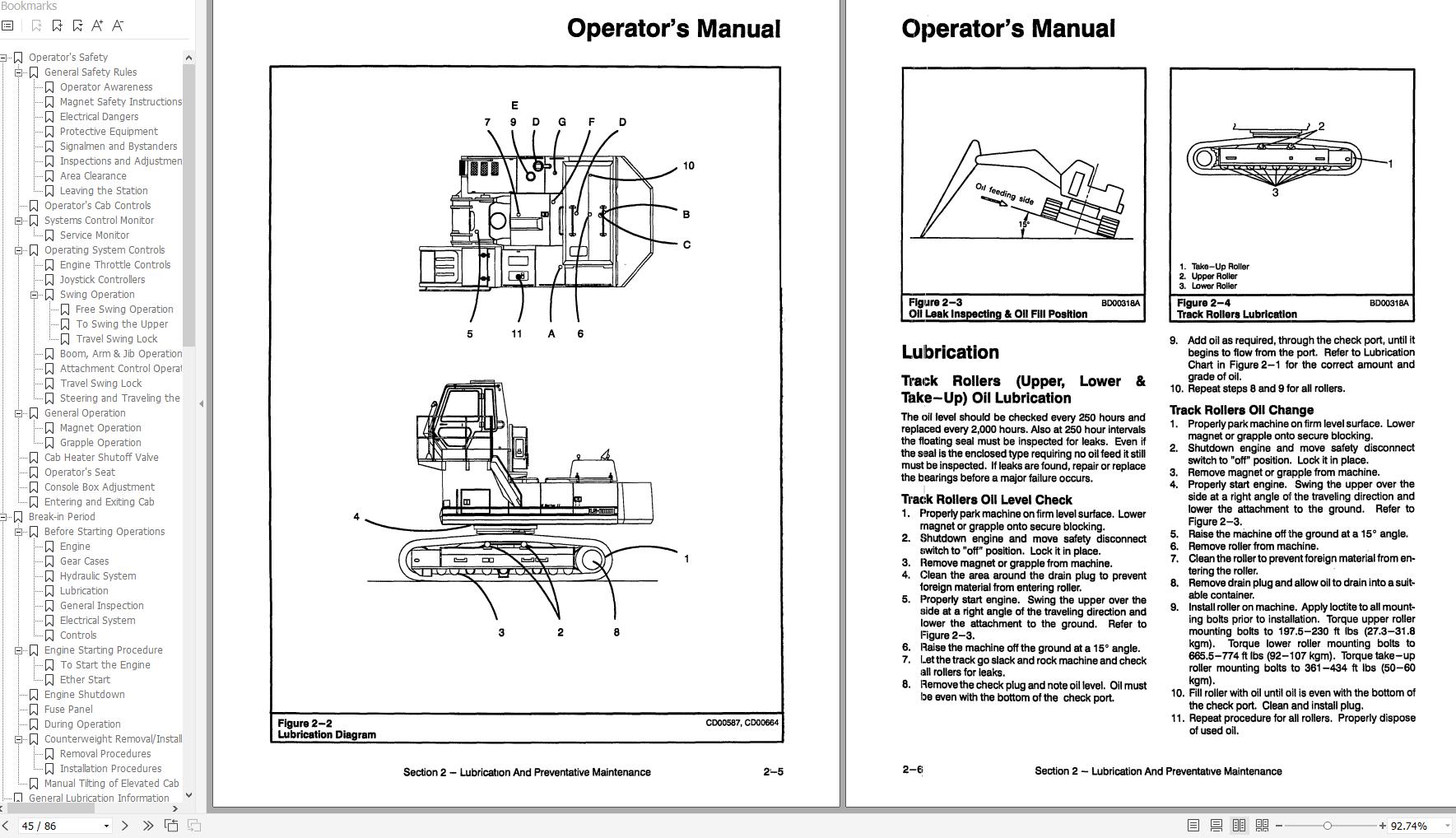 LinkBelt 210 LX LF Excavator Schematics, Operator's & Service Manual
