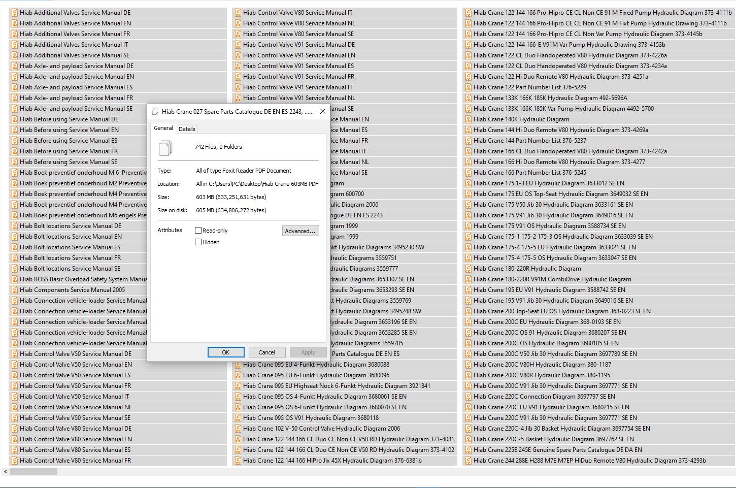 Hiab Crane Service Maintenance Manual, Hydraulic Diagrams, Spare Parts