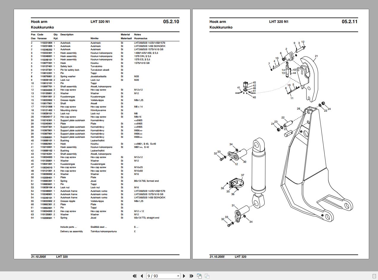 Hiab Crane Service Maintenance Manual, Hydraulic Diagrams, Spare Parts