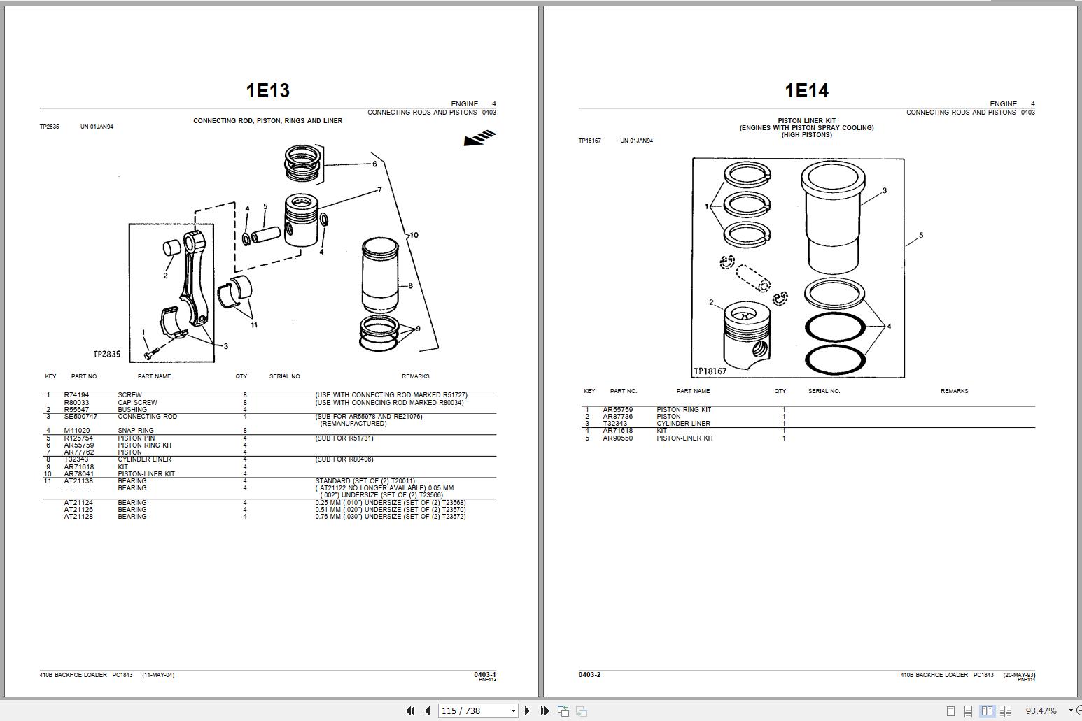 John Deere 410B Backhoe Loader Parts Catalog PC1843 2005
