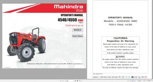 Mahindra 4540 4550 4WD Tractor Operator's Manual